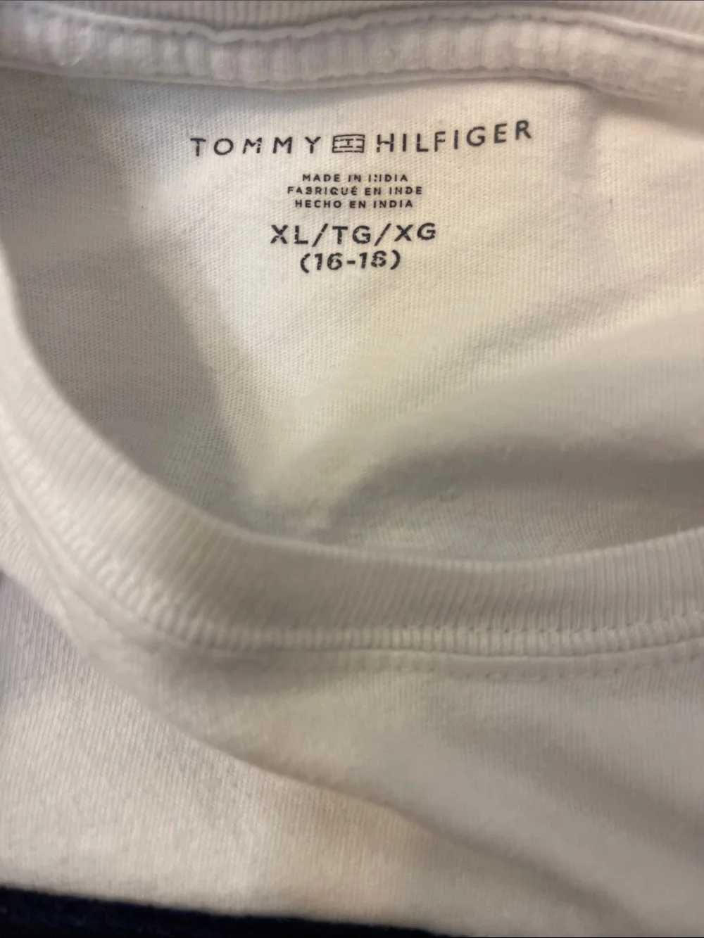 Tommy Hilfiger White Short Sleeve Tee Red and Navy Logo Blocks Size XL 16/18